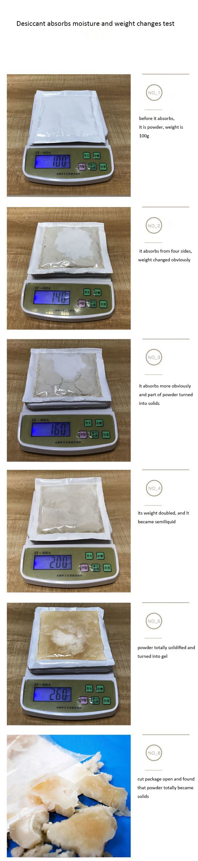 desiccant weight changes